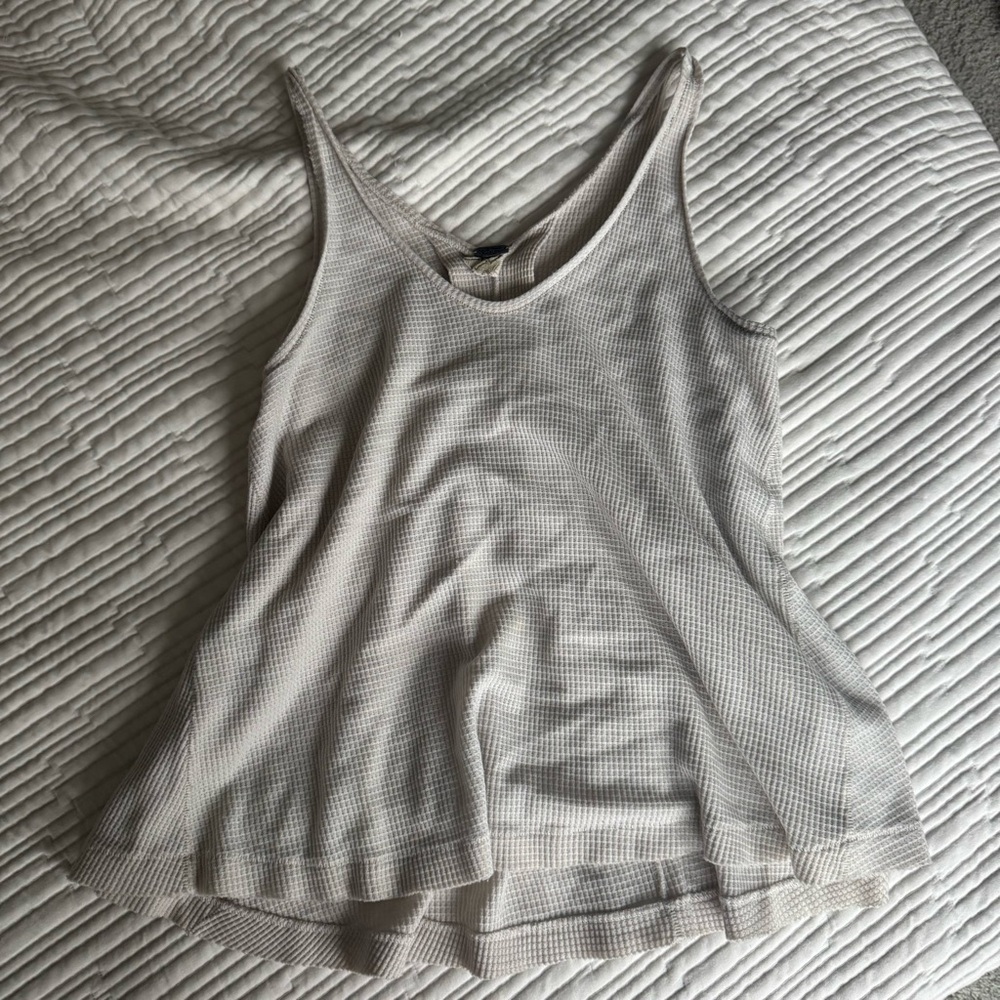 Free People Waffle Oatmeal Colored Tank - Picture 2 of 5